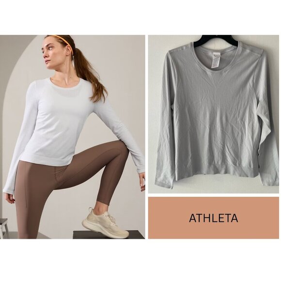 Athleta Gray In Motion Seamless Long Sleeve T-Shirt 27047 - Picture 1 of 8